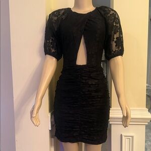 Trendyol Black Floral Lace Mini Dress